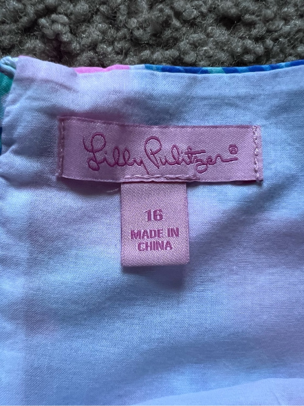 LILLY PULITZER Ardleigh Sun Dress Pink Blue Seashell Print Sz 16 Smocked Pockets - Picture 3 of 11
